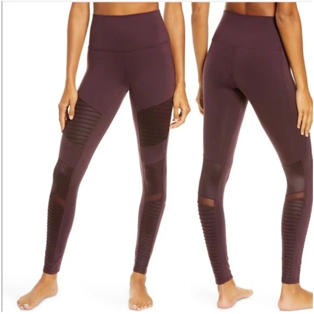 H7 ALO Moto High‎ Waisted Mink Glossy Leggings
